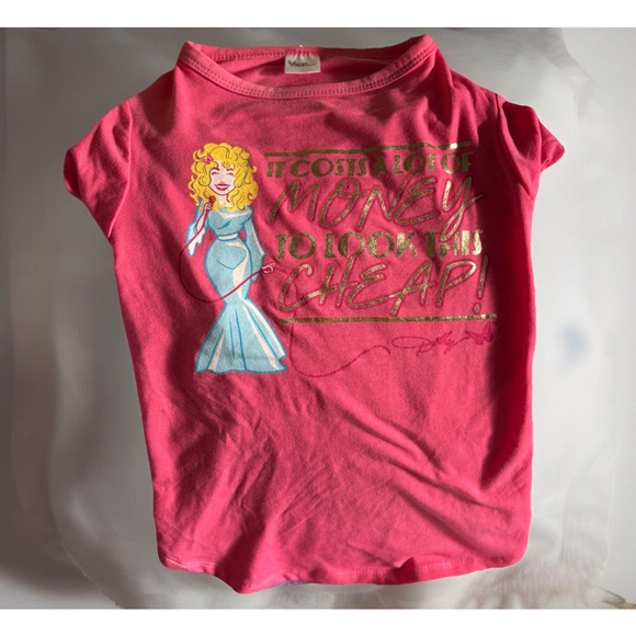 Dolly Parton Doggy Parton Lg 20-40 Lb "it Costs A lot Of Money” T-shirt•Pink - Picture 4 of 8